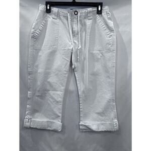 Old College Inn Wm White Cargo Drawstring Trousers Zip Up Nautical Size 5